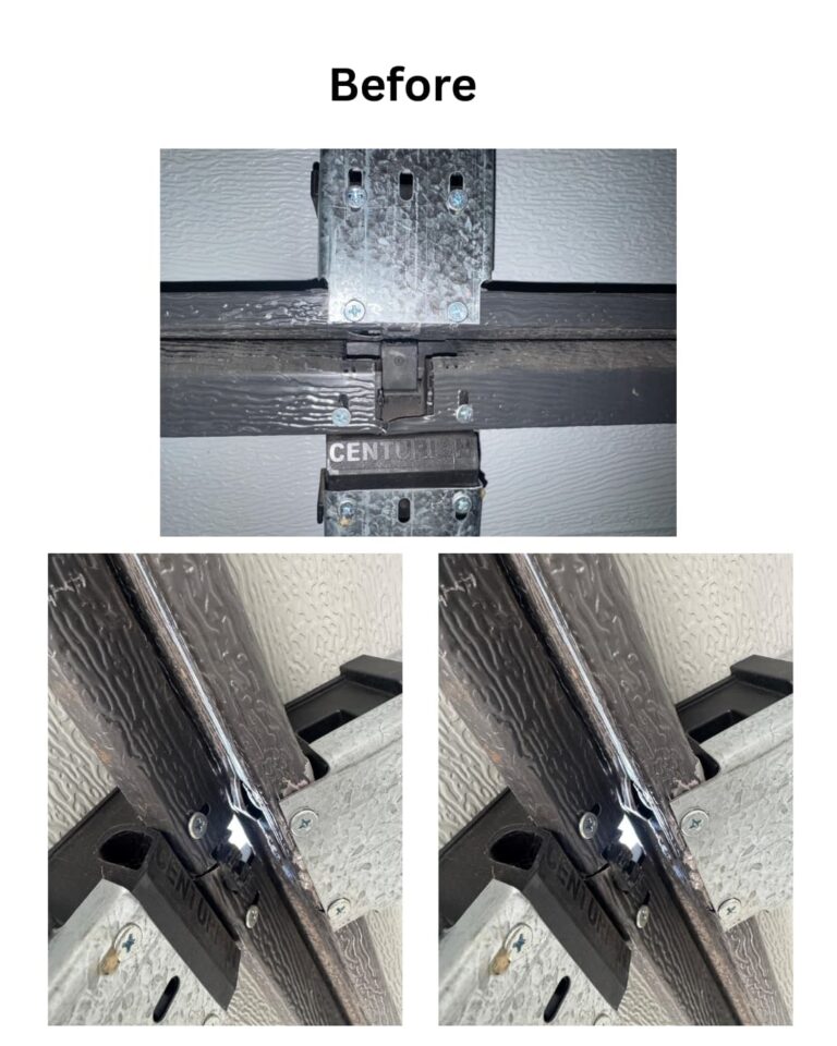Cracked hinges at multiple places on the garage door